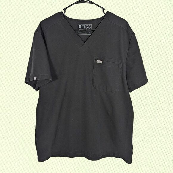 Figs Tops - FIGS Scrub Top L Black Technical‎ Collection  FM1500